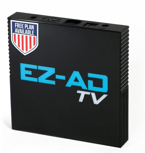 EZ AD TV Digital Signage Player - Signage For Business & Electronic Menu Board- Auto-Post Content On Digital Display Board, Cloud Controlled 4K Media Player + Mobile App W Free AI Designer & Templates