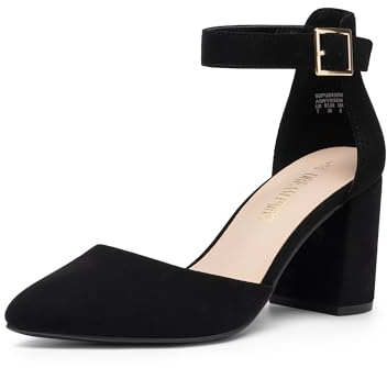 DREAM PAIRS Escarpins Femme Petit Talon Bout Pointu, Chaussures à Talon Confort Chic pour Mariage, Bureau ou Soirée – Talon 7,5 cm,Size 37,Noir-Nubuck,SDPU2430W