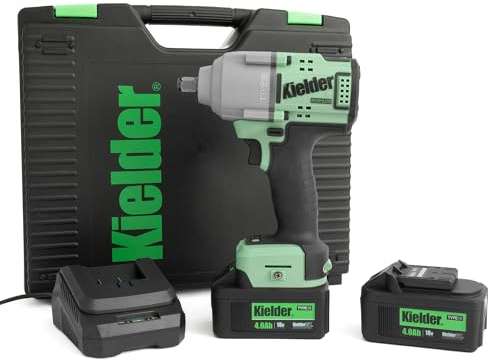 Kielder KWT-180-02 18v Brushless Cordless 1/2 850Nm Mid Torque Impact Wrench Kit. 2 x 4.0Ah Li-Ion TYPE18 Battery, Charger & Case
