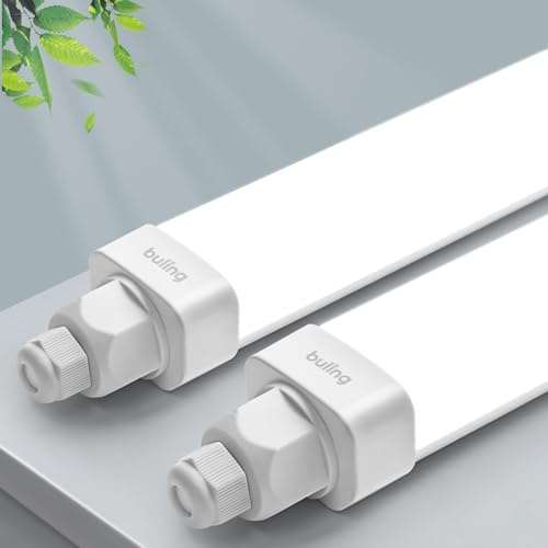 buling 2er Feuchtraumleuchte LED mit 60CM 18W 1800LM 4000K Neutralweiß LED Wannenleuchte, Verknüpfbar Kellerleuchte Werkstattlampe Wasserfest IP65 für Garage Balkon Keller Flur Treppe