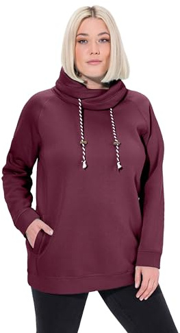 Ulla Popken damer stora storlekar överdimensionerade plus size t-shirt, rund hals, avslappnad, halvärm, Mörka bär, 58/60 SE