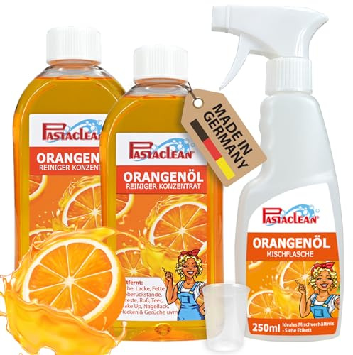 Pastaclean® Orangenölreiniger Konzentrat 2x 500 ml | Universalreiniger | Fettlöser | Fleckenentferner | Allzweckreiniger mit hoher Fettlösekraft