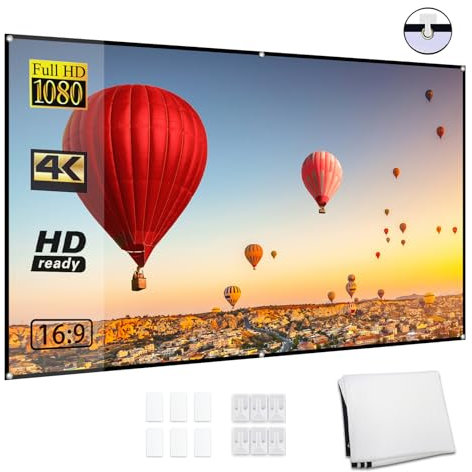 Swokely 72-inch Portable HD Projector Screen 16:9 Projection Screen Foldable Durable Wall Mounted for Outdoor Movies Home Theater Office