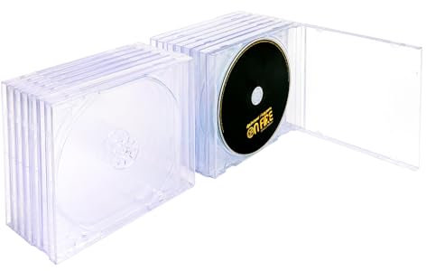 BOATISLE Standard Single Clear CD Jewel Case - Pack of 15, cd holder case with Assembled Transparent Tray
