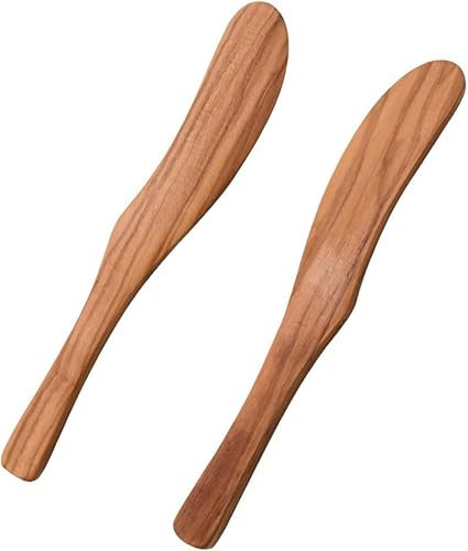 BCTHLBF 2PCS Butter Knife Wooden Butter Spreaders Tableware Knives Cream Spatula Condiment Spreader for Breakfast, Cheese, Jam, Sandwiches Pack