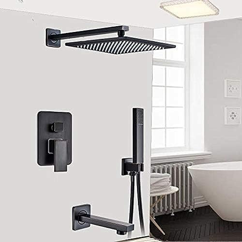 Black Rain 12 Shower Faucet Concealed 3-ways Mixer Valve Bath Shower Mixers with Handshower Wall Mount Shower Arm Brass Spout