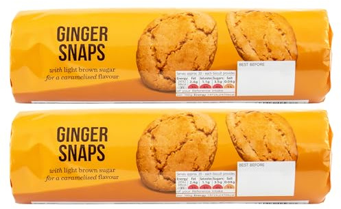 2 x 250g Ginger Snaps, Traditional Biscuits with Light Brown Sugar for a Caramelised Flavour - 500g