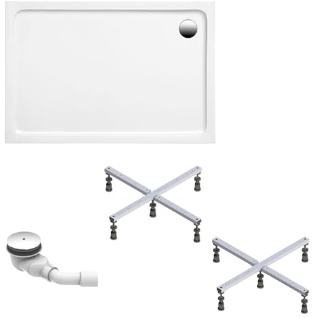 Schulte Duschwanne Adria aus hochwertigem Sanitäracryl, 140x90 cm inkl. Fußgestell, Ab- und Überlaufschutz, Pflegeleicht und alterungsbeständig, Größe wählbar