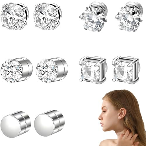 XOUDKE 5 Paare Magnetische Ohrringe für Herren und Damen - 6 Mm Magnetic Earrings