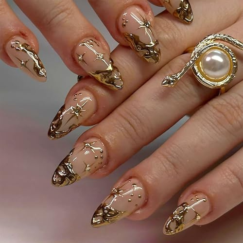 AstraGlam French Press On Nail Short, 3D Design Art Nail, Soft Gel Artificial Nails With Nail Glue And Accessories, Ideal For Salon-Like Look