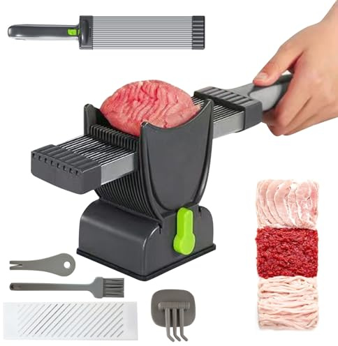 Fleischschneidemaschine, Edelstahl Allesschneider Fleischerbeil, Verstellbarer Fleischschneider 2-4 mm Dick, Aufschnittmaschine Manueller Fleisch Schneidemaschine für Fleisch, Käse usw (1 Stück)