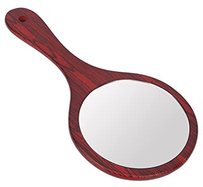 Brrnoo Handspiegel mit Holzgriff 28x13 cm – Vintage Kosmetikspiegel für Makeup und Frisur, Praktischer Reisespiegel für Salon und Haushalt (Holzoptik)