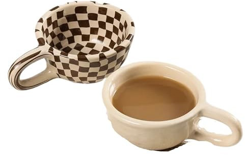 YILWPV Tazze Coppia 2 pezzi tazza di ceramica scacchiera irregolare tazza di caffè a scacchi tazze di latte tazza di acqua tazza di bevande tazze di succo set da tè for la casa