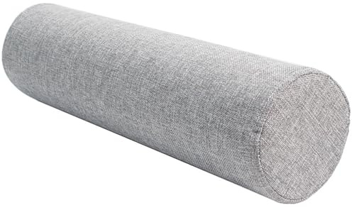 AQIGR Kissenrolle Nackenkissen Nackenrollenkissen Kissen Rolle, Unterstützung Rückenkissen Bolster Kissen für Hals, Beine, Rücken, Bett(Light Gray,15x90cm)
