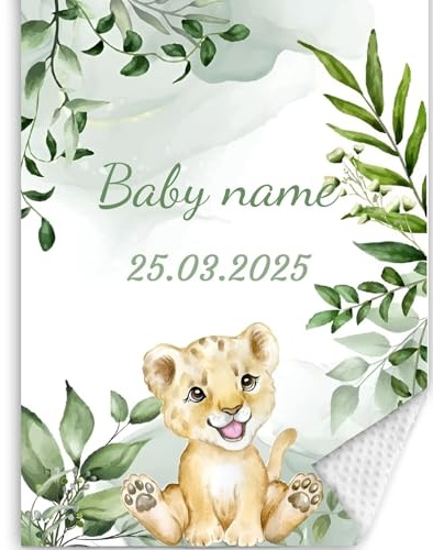 Babydecke mit Namen und Geburtsdatum kuschelig weich Baby Decken Neugeborenen,Flauschige Warme Krabbeldecke für Kinder Kleinkinder Mädchen Junge Baby Shower Deko Babyparty