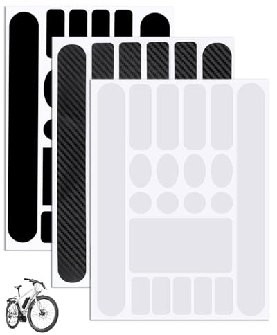 KEMUZ Lot de 3 Autocollants Protection Cadre VTT en Fibre de Carbone, Film Résistant aux Rayures et à la Chaîne, pour Vélos de Montagne et Route