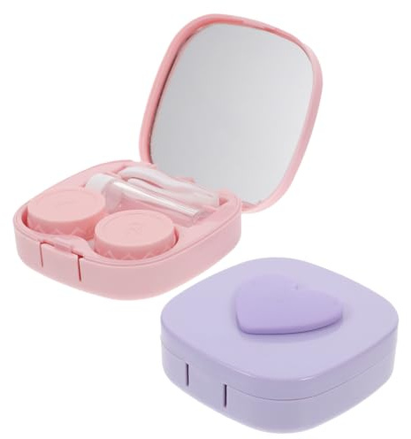 Estuche de Viaje para Lentes de Contacto Púrpura de Resina 2 Juegos