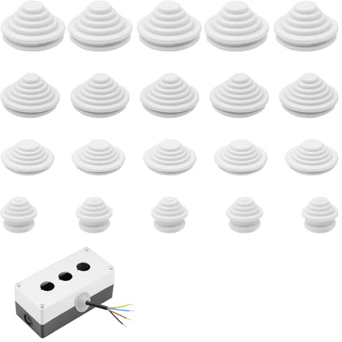 80 Stk Wasserdicht KabeltüLlen Set Tower Gummistopfen Set 10/20/25/30mm Gummi Tower Kabeldurchführung Kabeltüllen Gummitüllen für Kabel zum Schutz Elektrogeräte Kabel Draht（Weiß）