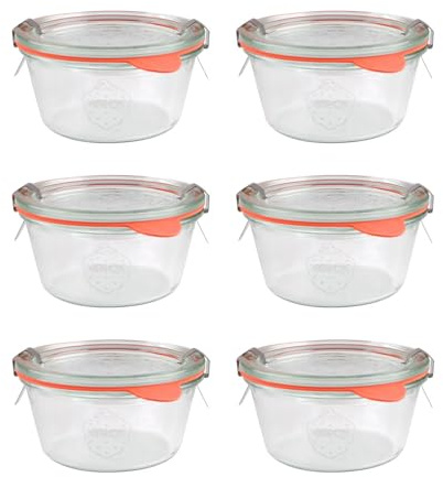 Flaschenland - 6x 290ml Sturzglas, Einmachglas Komplett-Set inkl. Deckel, Klammern und Gummidichtung | Ideal als Vorratsglas, Marmeladenglas, Konservenglas oder Dessertglas | Made in Germany