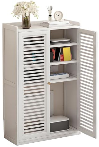 WPWSDWMX WiFi Router Storage Cabinet with Adjustable Shelves, 2 Doors Radiator Covers for Home and Office, Louvered Grill Shelf Cabinet(White,97cm/38in)