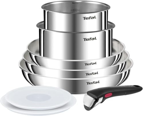 Tefal Ingenio Emotion 3-teiliges Pfannen-Set 22/26/28 cm + 2 Stielkasserolle 16/18 cm + abnehmbarer Griff + 2 Zubehörteile, induktionsgeeignet, antihaftbeschichtet, spülmaschinenfest und backofenfest