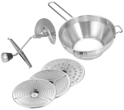 BIUDECO Pasapurés Manual de Acero Inoxidable para Patatas y Verduras Prensador de Alimentos Seguro y Resistente Triturador de Frutas y Purés Herramienta de Cocina Fácil de Limpiar