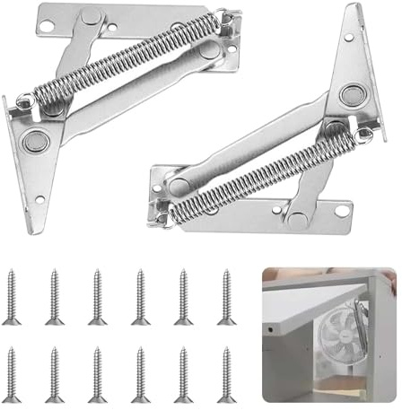 80 Degree Foldable Cabinet Hinges, 2 PCs Lift Up Hinges Flap Top Hinge Spring Hinge with 12 Screws, 4kg Load for High Cabinet Doors, Cupboard, Kitchen Cabinet