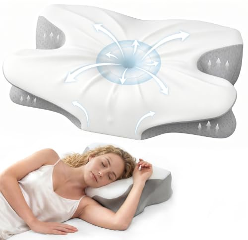 fumacos Ergonomisches Nackenstützkissen, 2-Höhen Memory Foam