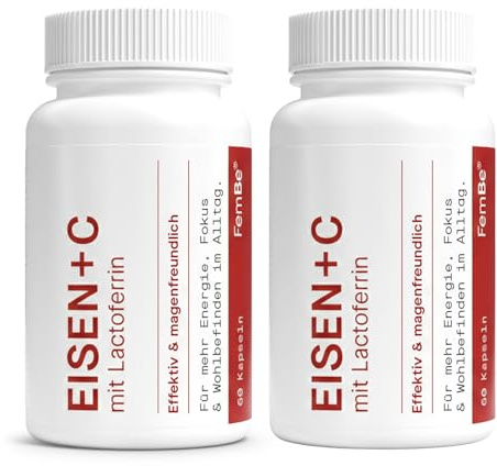 Magenfreundliche Eisentabletten für Frauen mit Lactoferrin & 142 mg Vitamin C – Effektiv & bioverfügbar – vegetarisch, ohne Zusätze – Eisen-Bisglycinat & natürliches Vitamin C (120 Kapseln)