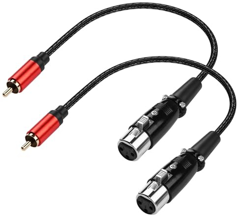 SinLoon Lot de 2 câbles audio XLR-RCA mâle vers XLR femelle, ultra doux avec structure en cuir, connecteurs avec boîtier en métal et contacts plaqués or pour table de mixage, amplificateur et audiopla