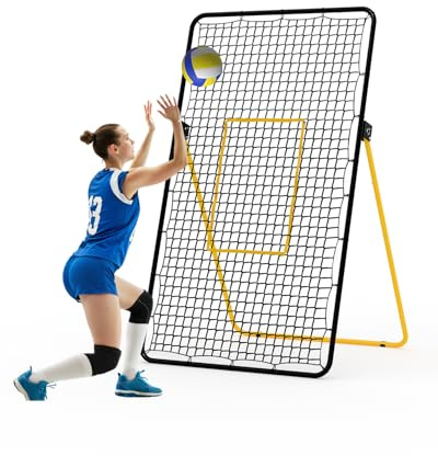 Thaookte Filet rebondisseur de Volley-Ball 178 x 101 cm (7 x 4 ft) – Rebounder Portable Pliable, Double Face, 5 Angles réglables, Cadre Acier 1, Filet PE Toutes Saisons, entréeînement Indoor/Outdoor