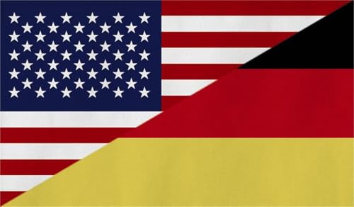 Flagge Großformat 250 x 150 cm wetterfest Fahne in 16 verschiedenen Ausführungen mit Ösen Farbe USA/Deutschland