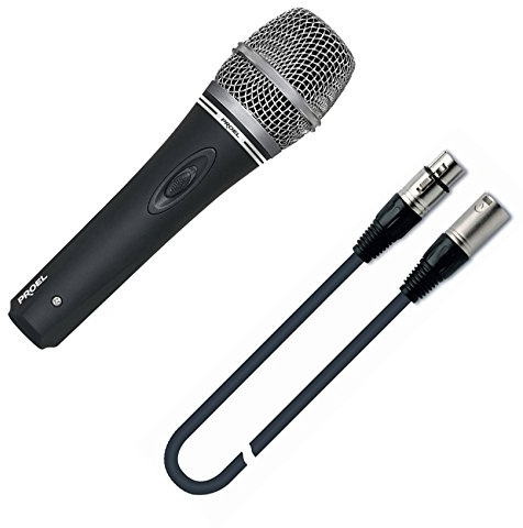 Proel DM220 XLR microfono dinamico cardioide switch on/off + cavo xlr m/f 3mt x canto, karaoke, ecc