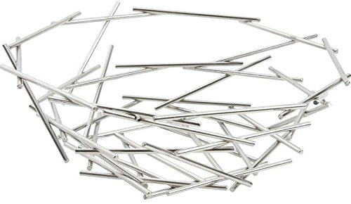 AUBRY GASPARD - Coupe Fruits Inox Thorn Argenté - 10,5x33x31,5 cm - Design Élégant et Moderne Intérieur - Poids 0,88 kg - Idéale Présentation et Conservation Fruits