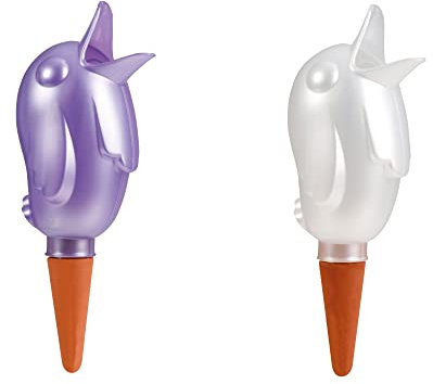 Scheurich Wasserspender Bördy XL | 2er Set Champagne/Lila | 620 ml Füllmenge | Bewässerungskugel klein mit Ton Fuß | Wasserspender Pflanzen und Blumen Terrakotta Stiel