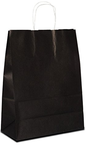 Papiertüten schwarz mit Kordel-Henkel I 600 Stk. 18+08x22cm I Papiertragetasche für Einzelhandel, Weihnachten, Mitbringsel, TO-GO I Geschenktüten aus Kraftpapier I HUTNER