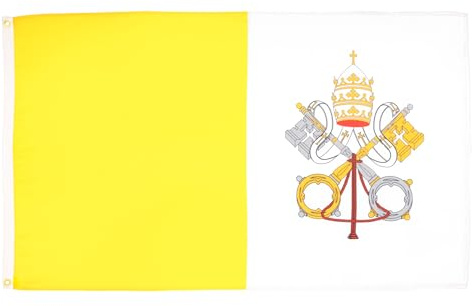 AZ FLAG Bandiera Città Del Vaticano 150x90 cm 2 Occhielli | Uso interno bandiera decorativa vaticana doppie cuciture e bordi rinforzati con occhielli metallici poliestere leggero