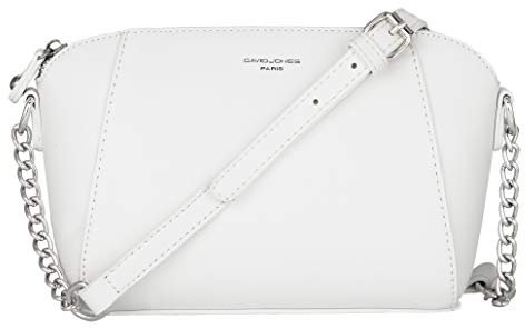 David Jones - Damen Kleine Umhängetasche - Frauen Handtasche Klein PU Leder - Schultertasche Crossbody Bag - Kette Tasche - Abendtasche Clutch Pochette Party Handy Alltag Mode Elegante - Weiß
