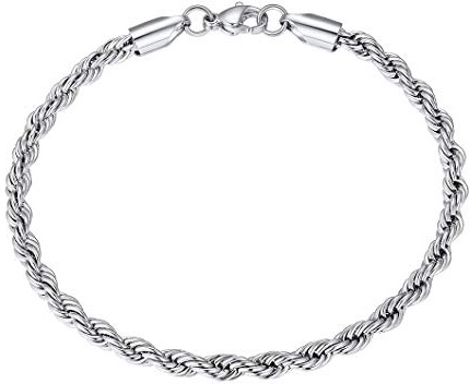 Richsteel Gourmette Homme 21 cm, Chaîne Bracelet Maille Corde Homme Acier Inoxydable, Bijoux Bracelet Gourmette pour Homme Garçon