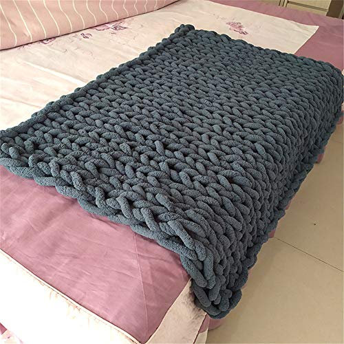 GLITZFAS Gestrickte Decke Grob Kuscheldecke Grobstrick Wolldecke Strickdecke Tagesdecke Überwurf Decke Zuhause Dekor Geschenk fürs Sofa Tagesdecke (Dunkelgrau,80 * 100cm)