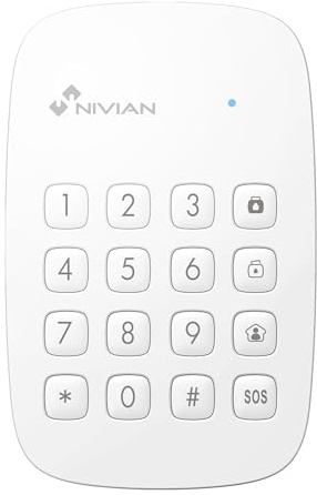 Nivian NIVIAN larm, trådlöst tangentbord, lämpligt för inomhusbruk, flera hanteringsfunktioner, RFID-taggläsare, enkel installation utan kablar