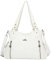 ZOCAI AngelKiss Handtasche Damen Schultertasche Multifunktionale Umhängetaschen Gewaschenes Veganes Leder Wasserdicht mit Reißver Schlusstaschen Reißverschlusstasche (Weiß)