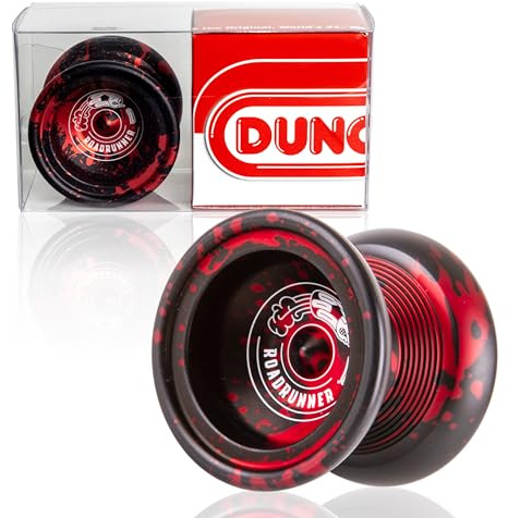 Duncan Toys Roadrunner Yo-Yo, Unresponsive Expert Level Yo-Yo, Concave Bearing and Aluminum Body, Black with Red Splash