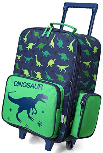 VASCHY Valise de Voyage à Main avec 2 Roues pour Enfants 52 x 35 x 17 cm, 31 litres, 133-Dinosaure Vert, 35 x 17 x 52 centímetros, Jolie Valise pour Enfants