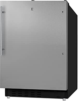 Summit Appliance ALRF49BSSHV 20 Wide Built-in Refrigerator-Freezer, ADA Compliant, Removable Door Racks, 2.68 cu.ft Capacity, Manual Defrost, Interior Light, Right-angle Plug, Adjustable Thermostat