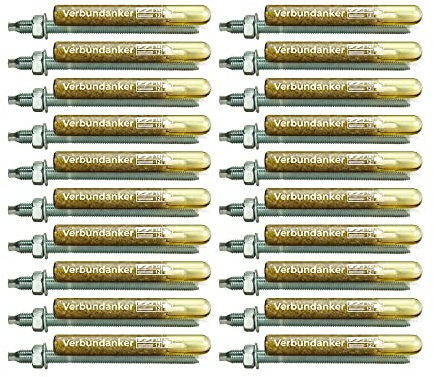 Isolbau Verbundanker Set - Verbundankerpatrone styrolfrei V12 + Ankerstange verzinkt M12 x 300 - ETA/ETAG Zulassung - 20 Stück