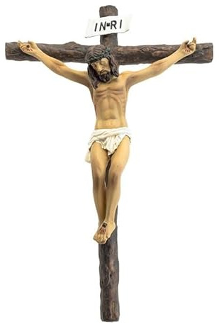 Crucifijo Cristo de la Buena Muerte Resina Pintado a Mano 31 cm