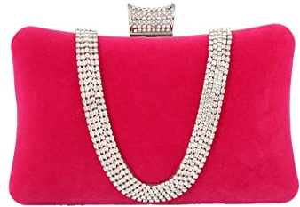 CORIOS Damen Abendtasche Samt Clutch Bag Glitter Strass Handtasche Kette Tasche Shining Portemonnaie Elegante Umhängetasche Glänzend Schultertasche für Cocktail Party Abendparty Tanzparty Rosa