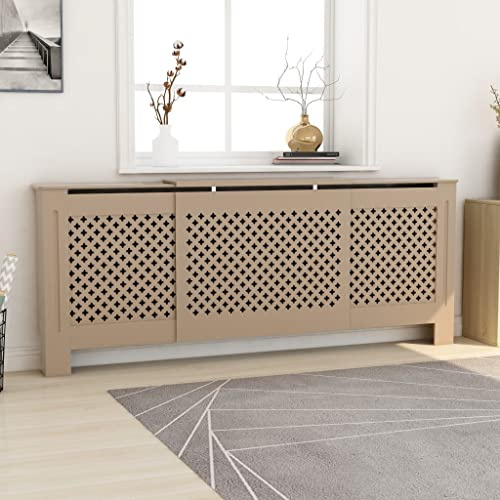 HOMIUSE Heizkörperabdeckung 205x20.5x81.5 cm Heizkörperverkleidung Modernes Wabenmuster Design Heizkörper Verkleidung Abdeckung Heizungsverkleidung für Wohnzimmer Radiator Cover Braun MDF