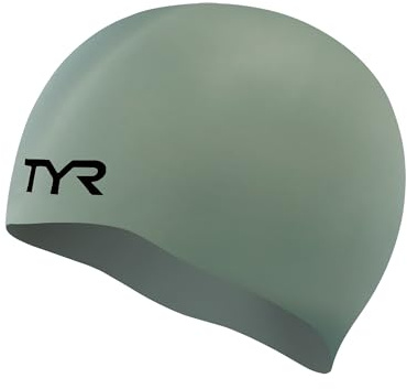 TYR Silicone Swim Cap for Men and Women – Wrinkle-Free, Durable & Tear Resistant, Low Drag Training & Competition Cap, Grey